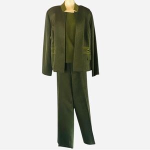 Sag Harbor 3-Piece Olive Green Pantsuit Set - Women’s 18W